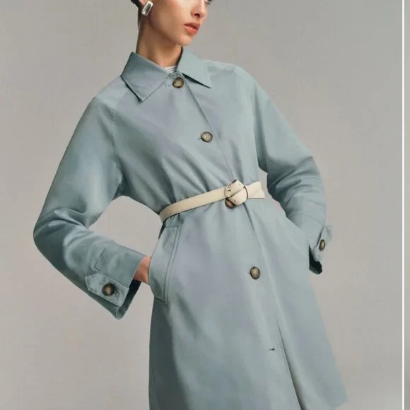 Reformation Dion Trench Sky Blue Size S - Picture 2 of 3